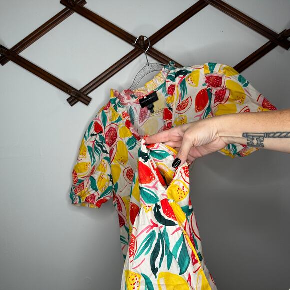 Donna Morgan Fruit Print Cotton Midi Dress - Picture 6 of 7